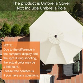 EliteShade USA 9FT Patio Umbrella Replacement Covers 8 Ribs Market Umbrella Canopy Cover (CANOPY ONLY) (Natural)