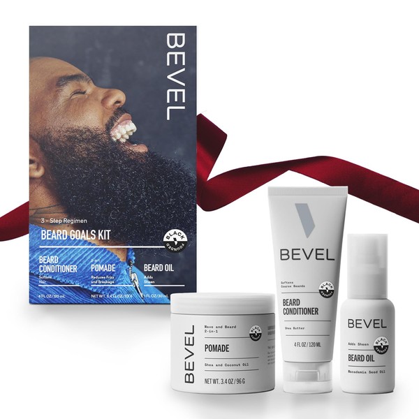 Bevel Mens Beard Grooming Kit - Includes Beard Conditioner, Beard Balm and Beard Oil to Soften, Hydrate and Strengthen Beard and Reduce Skin Irritation and Redness (Packaging May Vary)