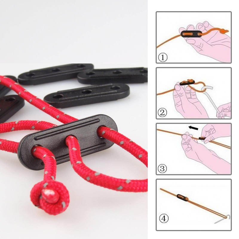VGOL 30PCS 3 Holes Rope Tensioner Cord Adjuster Plastic Tent