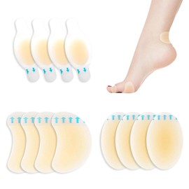 EKIND 12 PCS Blister Bandages for Feet, Variety Pack Hydrocolloid Gel Cushions, Waterproof Blister Pads for Heel, Toe, and Forefoot Protection, Invisible Anti-Friction Heel Stickers (3 Sizes)
