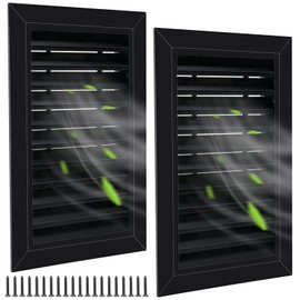 Gisafai 2 Pcs 12" x 18" Gable Vent Aluminum Alloy Wall Vents Shed Attic Vent with Screen Return Air Grill with Screws, for Ventilation Exterior Doors Inside Dimensions (Black)