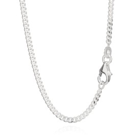 NKlaus 925 Sterling Silver Curb Chain Byzantine Chain 1.9 mm Wide, Sterling Silver