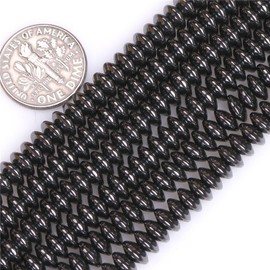 HAAMIIQII 110pcs 10 mm Natural Black Hematite Loose Gemstone Beads Rondelle Shape Spacer Stone Beads for Jewellery Making DIY Bracelet Necklace