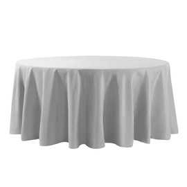 132 inch Round Tablecloth Washable Polyester Table Cloth Decorative Table Cover for Wedding Party Dining Banquet（132 inch,Silver）