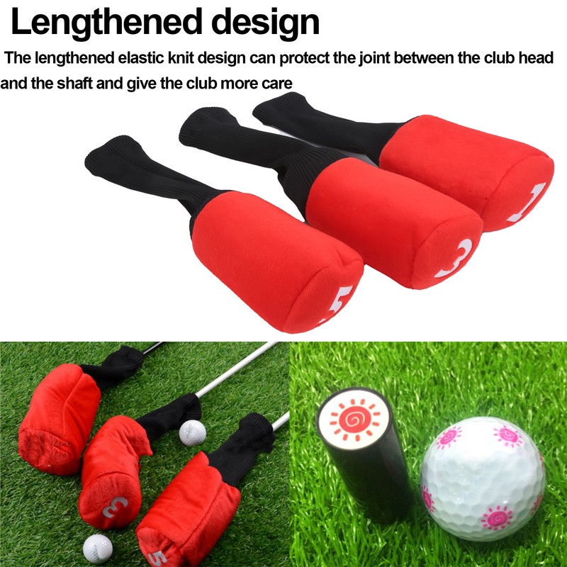 3pcs Durable Head Golf Cover Headcover Clubs Cover Protector for