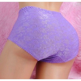 WAKOII Full cut PURPLE brief stretchy Embossed Girdle nylon shaper Panties sz M