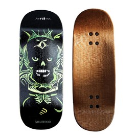 Noahwood Handmade Fingerboard Deck 97.5x35mm 5-Layer Color Maple Pro concave Creative Design Mini Skateboard (Black fingersoul)