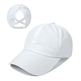 Hadwii Baseball Cap Women's Mesh Ponytail Baseball Hat Breathable Sun Hat Sun Protection Cap Quick Drying Hat One Size Head Circumference 56-58 cm, White