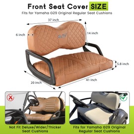 WEIMELL Golf Cart Seat Covers Fit Yamaha Drive G29 2007-2016 Vinyl Leather Front Seat Cover for OEM Ordinary Cushions No Nail Gun Easy to Install & Clean Vinyl Leather Seat Cushion Covers Brown