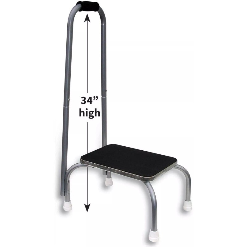 JSNY Medical Step Stool Non-Skid Steel Footstool with Handle Support