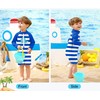 BesserBay Baby Blue Striped Whale UV Protection Zip Front One