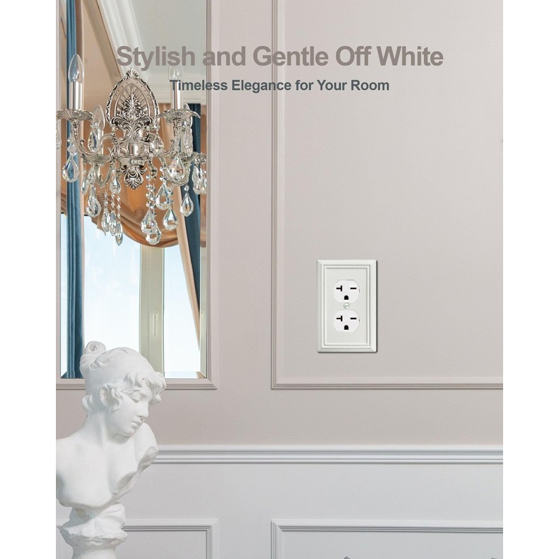 ZILLSEA 4-Pack Duplex Outlet Cover, Metal Wall Plate for Electrical
