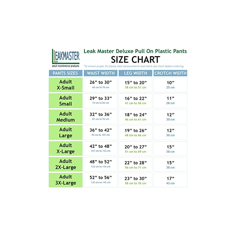 Leakmaster Deluxe Heavy Duty Adult Pullon Plastic Pants. Features Premium