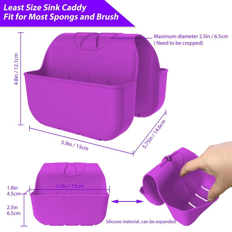 VPASION Sponge Holder for Kitchen Sink, Silicone Sink Saddle Caddy