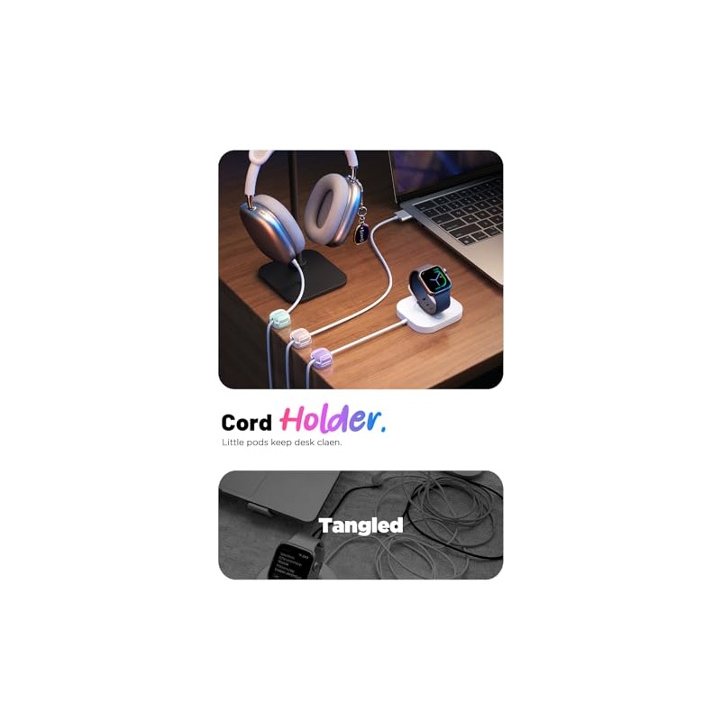 8 Pack Cable Clips - Cute Cord Organizers for Home