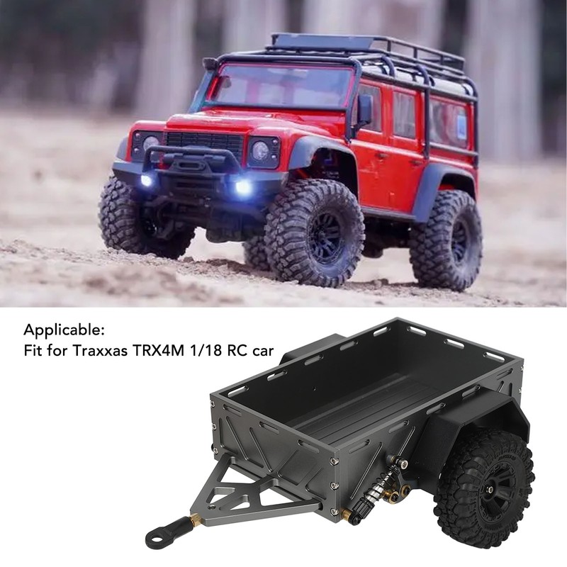 RC Car Hitch Trailer Aluminum Alloy Antislip Rubber Tire Rustproof