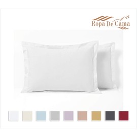 Ropa De Cama | 100% EGYPTIAN Cotton 1000 Thread Count | OXFORD PILLOWCASES | WHITE | STANDARD SIZE 50CM x 75 CM
