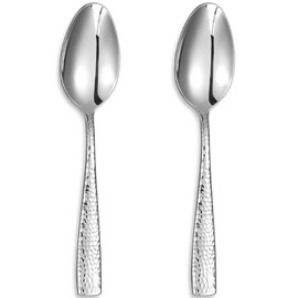 KEAWELL Premium Louis Hammered Serving Spoons, 18/10 Stainless Steel, Fine Spoon Set with Squared Edge, Dishwasher Safe, Silver Serving utensils (Serving Spoons, Set of 2)