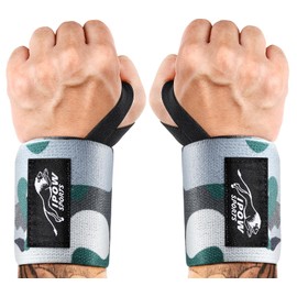 IPOW 18'' Professional Wrist Wraps for Weightlifting 2 Pack, IPF Approved, Heavy Duty Gym Wrist Straps with Thumb Loop, Wrist Support for Men & Women, Green
