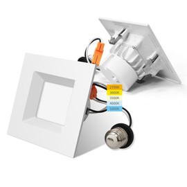 mw 1 Pack 4 inch 5 CCT Selectable Color Temperature LED Square Recessed Downlight retrofit,LED Can Lights,75W Incandescent Equal, 750LM, Energy Star (1 PK)