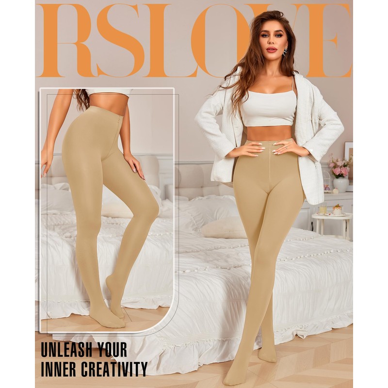 RSLOVE Womens 80 Denier Tights - Opaque Pantyhose Soft Solid