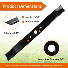 budrash 25022 Lawn Mower Blade Compatible with Greenwork 20" 21" Corded Mowers - 25112, 25222, 33313250, 29172, 29423
