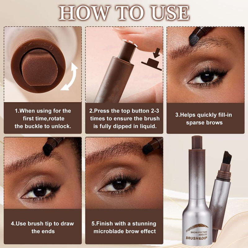 Eyebrow Brush, Liquid Eyebrow Pencil, Waterproof Eyebrow Gel, Multifunctional Angled