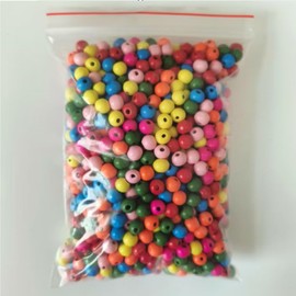 FTXanty Pack of 1000 Wooden Beads, Colourful 7 x 8 mm, Wooden Round Beads, Children's Bracelets, Pendants, Crafts, with Hole, Craft Beads for Threading for DIY Jewellery, Necklaces, Bracelets