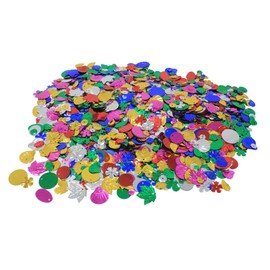 Bright Ideas Loose Mixed Metallic Sequins Assorted Shapes Colours and Sizes for Arts & Crafts Ideal for Schools, Home Crafting, Kids Scrapbooking and Sewing Embellishments. 100g Jar – PVC Material