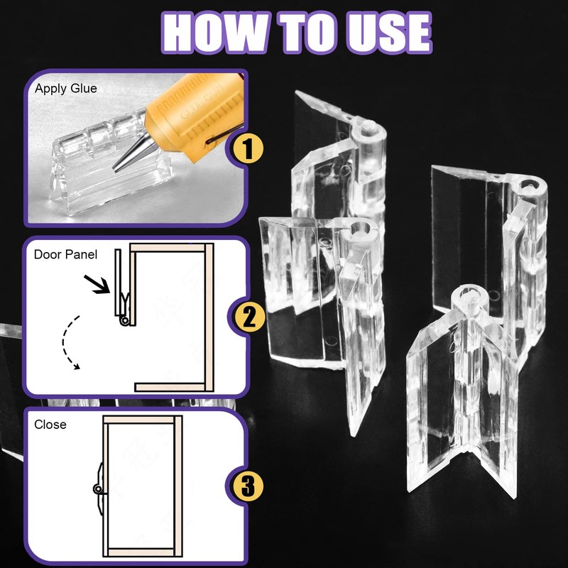 Swpeet Assortment Kit: 60 Pcs Mini Acrylic Hinges, Hasps, Lock