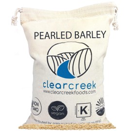 CLEAR CREEK Certified Glyphosate Residue Free Pearl Barley | 4 LBS Drawstring Bag | Non-GMO | Kosher | Vegan | Non-Irradiated