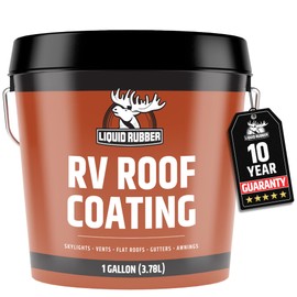 Liquid Rubber RV Roof Sealant- Professional-Grade Solar Reflective Flexible Waterproof Membrane Coating for EPDM, TPO, Fiberglass & Aluminum Camper & Travel Trailers- Brilliant White, 1 Gallon