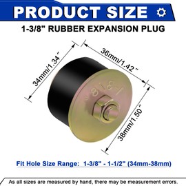Daptemn 1-3/8" Rubber Expansion Freeze Plugs, 5PCS Automotive Engine Expandable Freeze Rubber Plugs Fit Hole : 1-3/8" to 1-1/2" (34 mm - 38 mm)