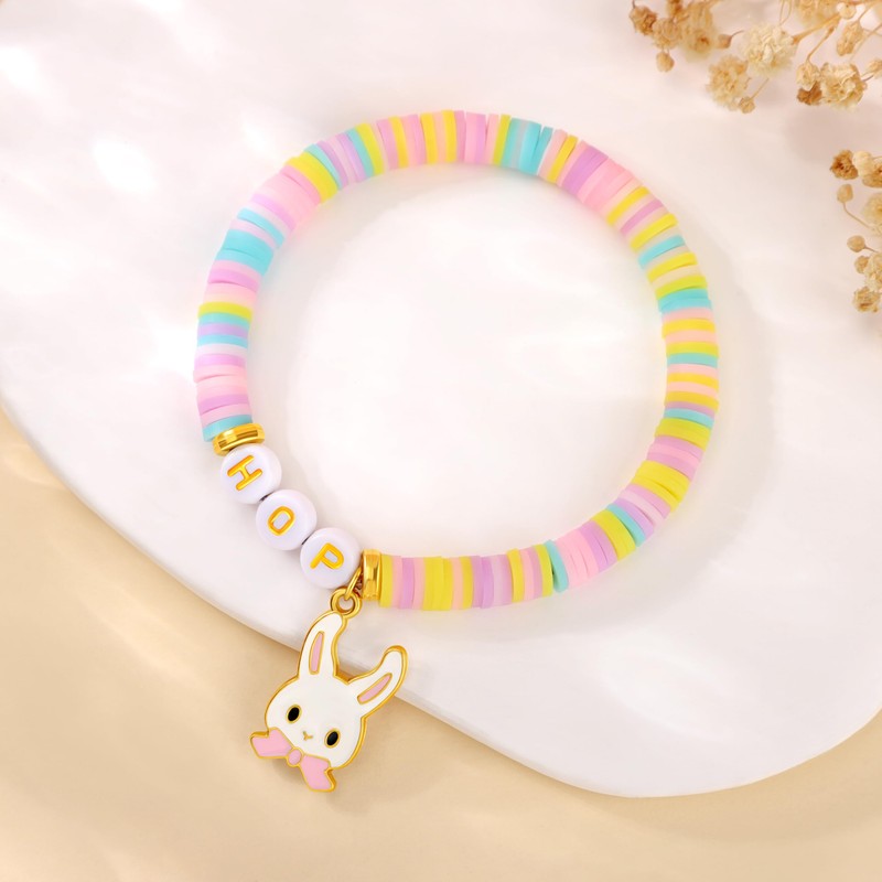 JoycuFF Easter Basket Essentials Stuffers Gifts Colorful Bead Bracelets Easter