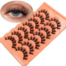 Jozlynn False Eyelashes Fluffy Eyelashes Faux Mink Fake Eyelashes Natural Look Fake Wispy Lash Black Long Soft Reusable 7 Pairs (Black)