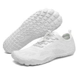 SAGUARO Knit Barefoot Shoes Non-Slip Barefoot Shoes Women Men with Zero-Drop Solhe Size 36-48, White