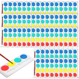 Motipuns 100 Pack Watercolor Paint Sets Mini Watercolor Bulk with Brushes 4 Colors Washable Paint Set Watercolor Palette for Boys Girls Arts and Crsfts Classroom School Party Favors, 4.33 x 1.77 Inch
