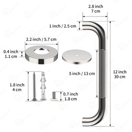 2 Pack Chrome Grab Bar 12 Inch, iMomwee Stainless Steel Non-Slip Shower Grab Bar W/Knurled Grip, Safety Bathroom Handrail, Balance Support Bar Toilet Bathtub Assist Handle for Elderly Senior Disabled