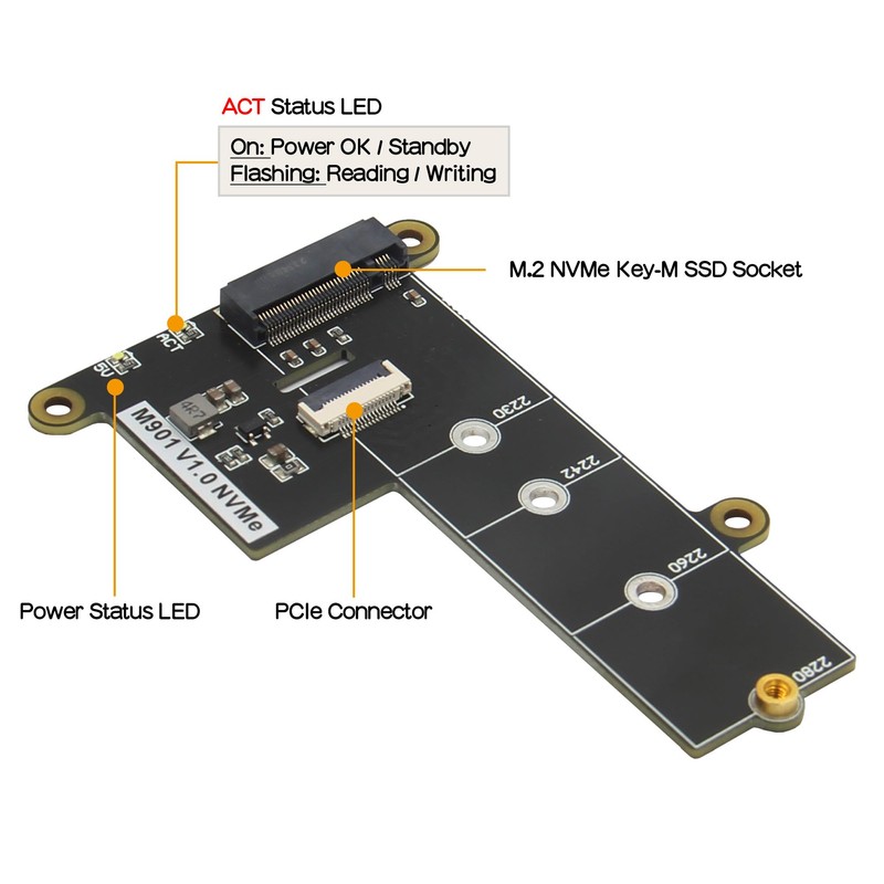 Geekworm M901 PCIe to M.2 Key-M NVMe SSD Pip PCIe
