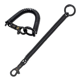 TENOC Spiral Coil Spring Keychain, Anti-lost Key Chain Holder Lanyard Cord with Lobster Clasp, Black