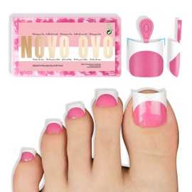 NOVO OVO Short Toe Nail Tips White French Tip Press on with Moon Curve, ROSE PINK Thick Sharp Square Toenail Extension, Soft Gel False Nail Kit, Need Glue Builder Gel Top Coat x 15 Sizes 240 pcs