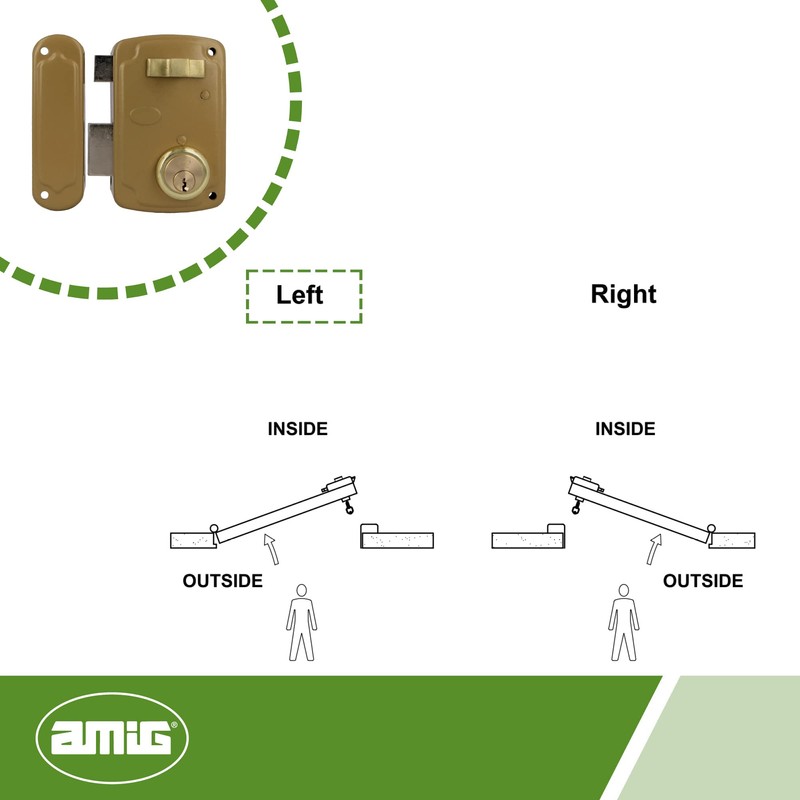 amig Model 75U Overlay Lock, Gold, 76 x 120 mm