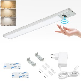 BOYIR Under-Unit Light Kitchen LED Dimmable 30 cm Light Strip with Non-Contact Sensor, 3 Colours Kitchen Lighting Base 3000/4000/6000 K Base Cabinet Lighting LED Strip Kitchen for Cupboard, Workbench