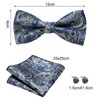 FOSDICK Men's Bow Tie and Cuffed Buttons with Pocket Square