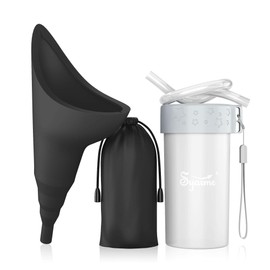 Syarme Female Urination Device,Portable Reusable Urinal Funnel with Extension Tube,Small Folding Storage,Suitable for Travel,Festivals,Camping,Traffic Jams,Etc,Includes Waterproof Bag,Waterproof Cup