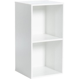 2-Cube Wooden Storage Organizer with Closed Back Panel Bookshelf Display Shelf for Home and Office Closets or Bedroomssize: 2-Cube Cabinet, color: Embossed White