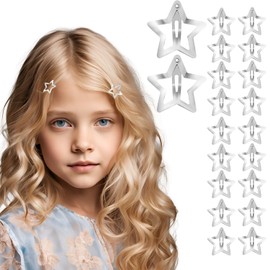 Pack of 20 Star Hair Clips, 3 cm Gold and Silver Metal Star Hair Clips, Fashionable and Exquisite Versatile Hair Accessories (Silver-20pcs)