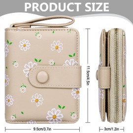 Farcauo Women's Purse Floral Design Purse with ID Compartment and Card Sleeves Small Wallet, #E Apricot Flower Purse Women, Classic