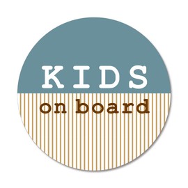 SignStore Natural Color Kids on Board Sticker 4.5" Diameter Multicolor Vinyl Made in Japan Waterproof sticker_car_natural_05_Kids (Blue)