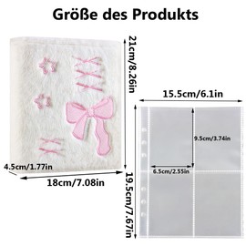 Kpop Photocard Binder Bow Tie Star Card Binder Kpop Binder A6 Photocard Holder Kpop Plush Photo Card Holder Kpop Photo Album Holder with 10 Sheets 4 Compartments Photo Pockets for Album Notebook